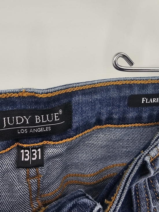 Judy Blue Denim - Judy Blue Los Angeles Dark Blue Denim Flare Jeans Button Fly Size 13